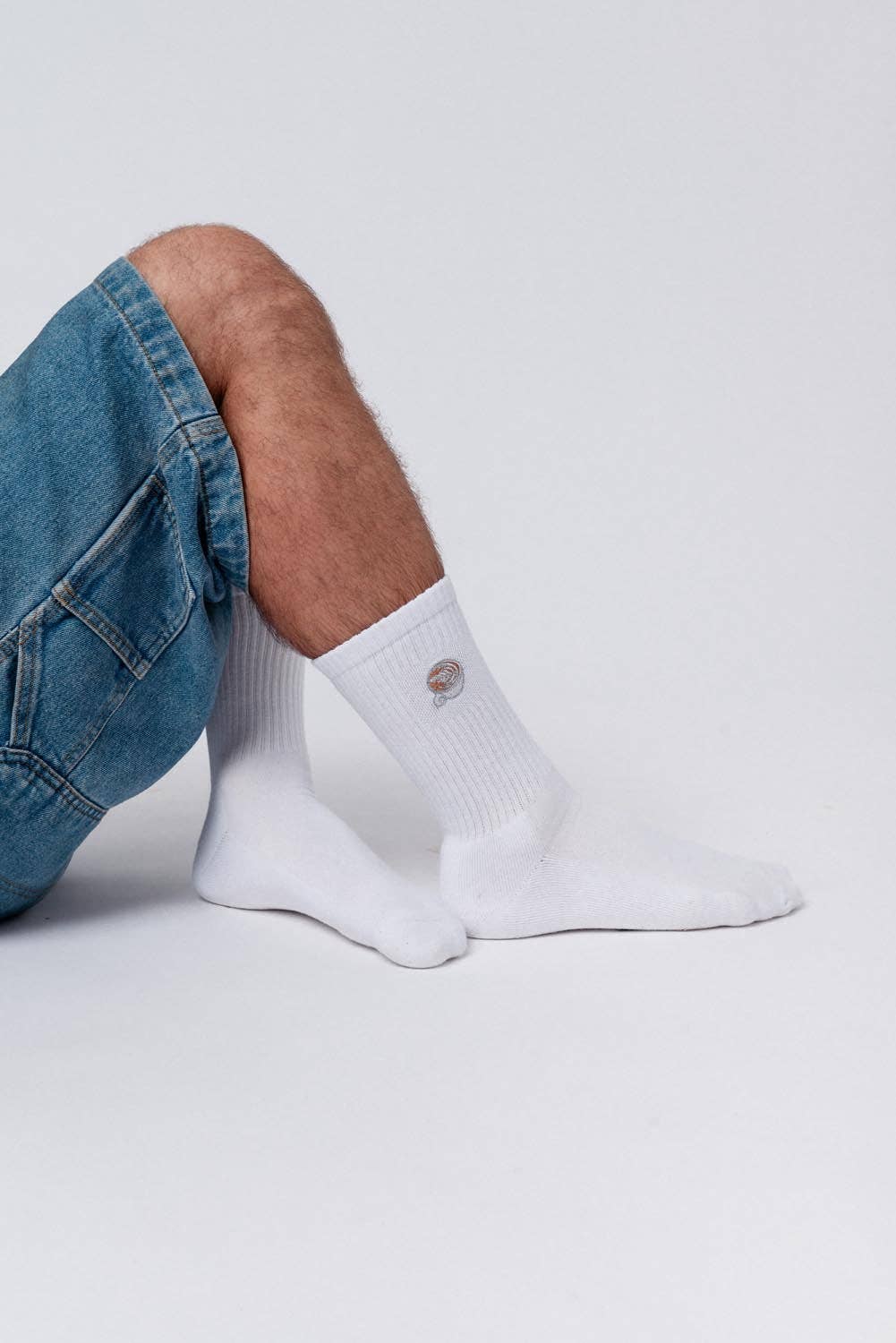 Flat White | Embroidered organic cotton socks for wholesale on Faire1
