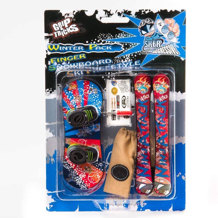 KsmToys - Wholesale Toy Set - Kids - Grip&Tricks - Finger Winter Pack 1 - Finger Snowboard Ski Fr