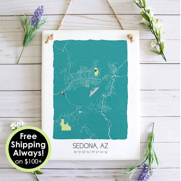 Sedona Arizona Map Tile Sign - Ceramic Wall Sign for wholesale by Sparks House Co.