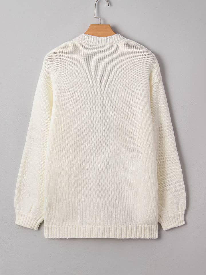 LALA LOO - Wholesale Cardigan - Women's - LALALOO Holiday Embroidered Open Front Midi Cardigan6