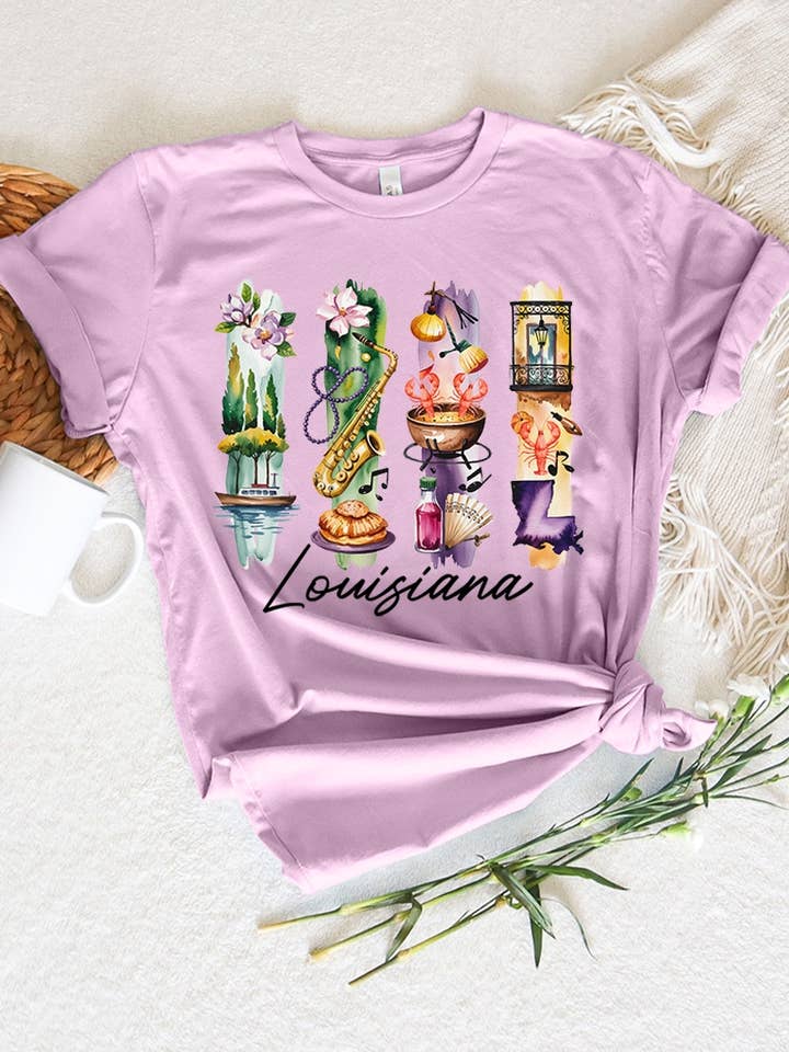 Louisiana State Brushstroke Graphic Tee for wholesale by COLORBEAR