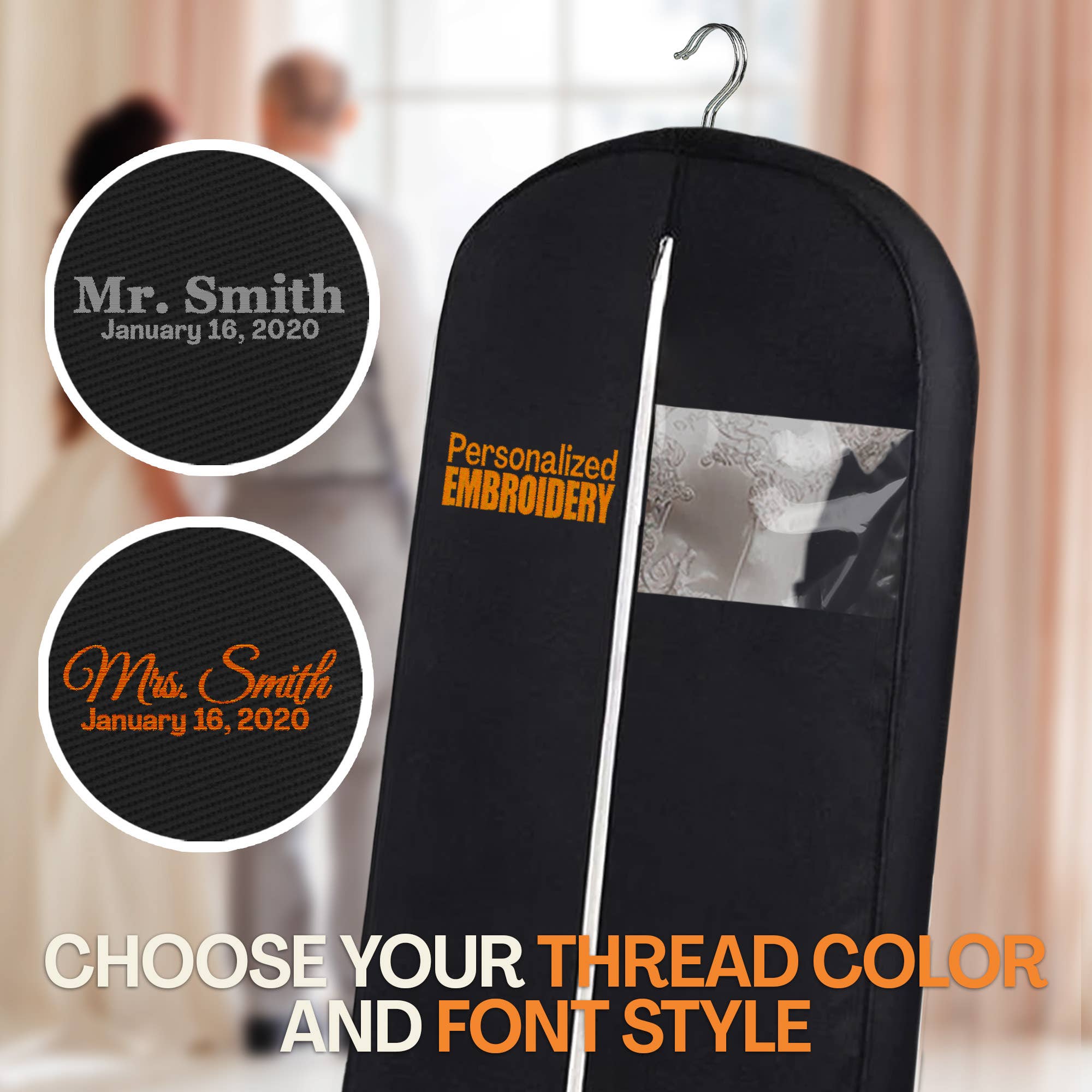 Gradzo – wholesale Garment bag – unisex – Personalized Garment Hanger for Wedding Dresses & Tuxedos7