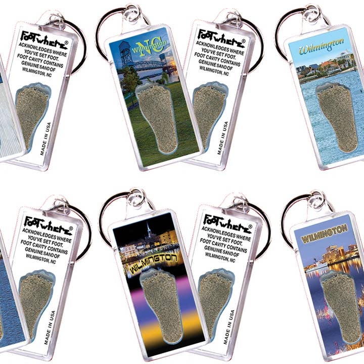 Wilmington, NC FootWhere® Souvenir Keychain. 72 pieces/6 assorted styles. for wholesale by FootWhere- USA Group, Inc.