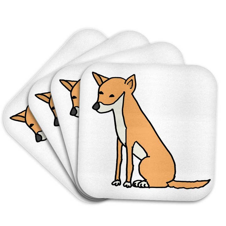 3dRose - Wholesale Coasters - 3dRose, Funny Cute Australian Dingo Wild Dog Cartoon, Coaster7