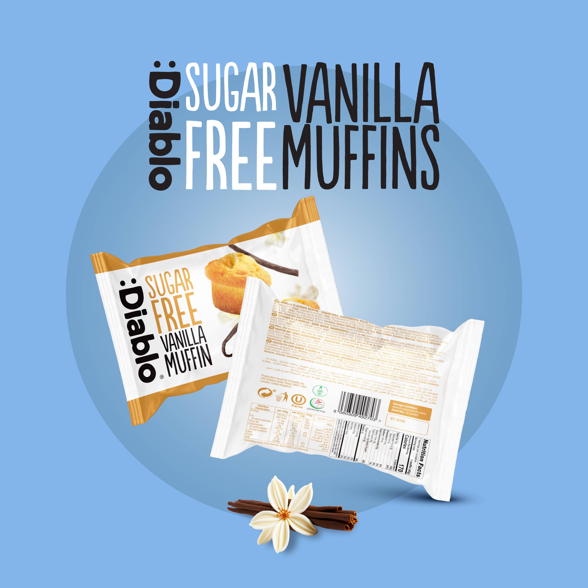 Diablo Sugar Free – wholesale Cake – Diablo Single Vanilla 
Muffin 45g1