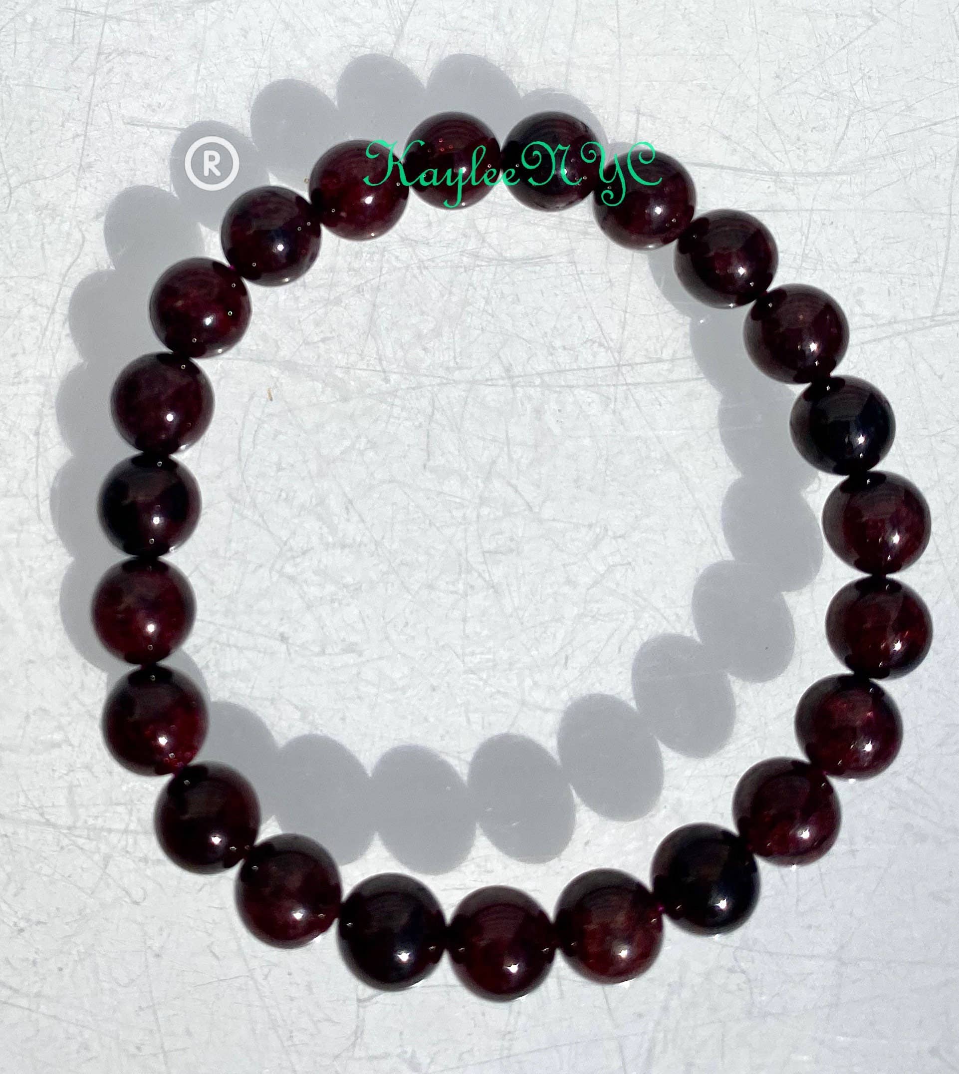 KayleeNYC - Wholesale Beaded Bracelet - Natural Garnet 7 - 8mm 7.5” Crystal Healing3