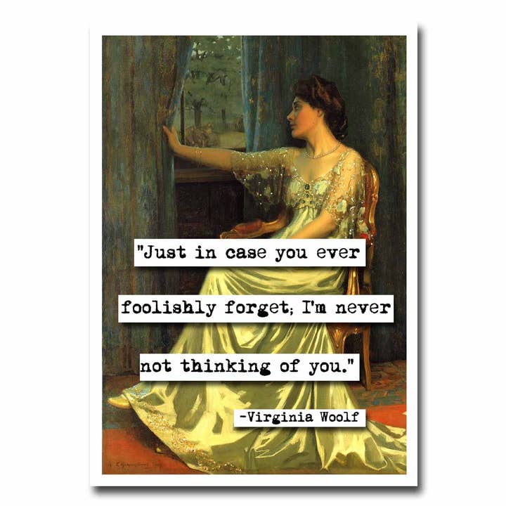 Virginia Woolf Thinking of You Blank Greeting Card for wholesale by ChicalooKate