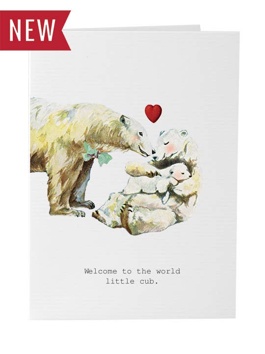 Welcome To The World Little Cub Greeting Card for wholesale by TokyoMilk Cards and Totes