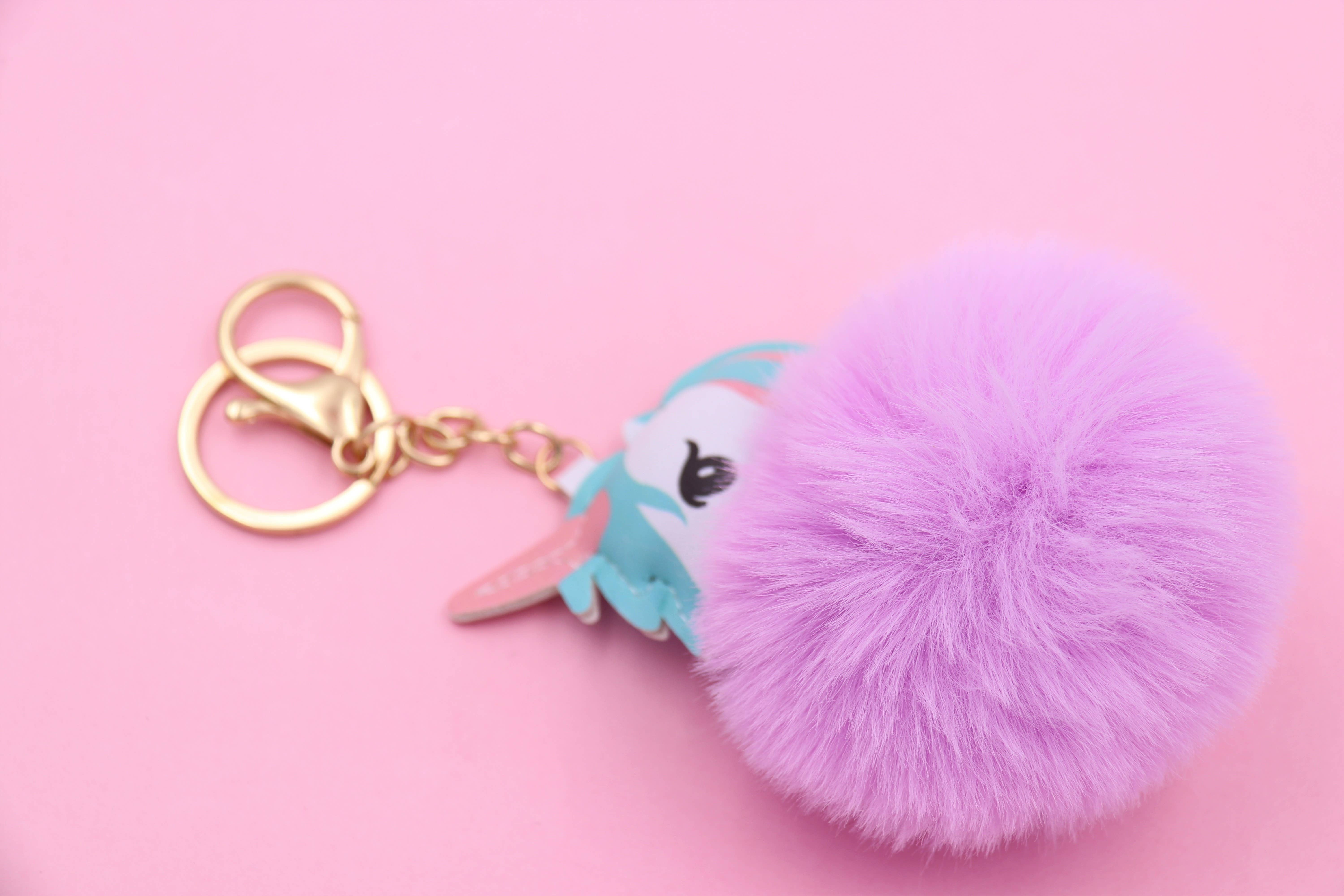 Real Sic - Wholesale Keychain - Unisex - Cute Animal Faux Fur Fluffy Fuzzy Pom Pom Keychain - Unicorn17
