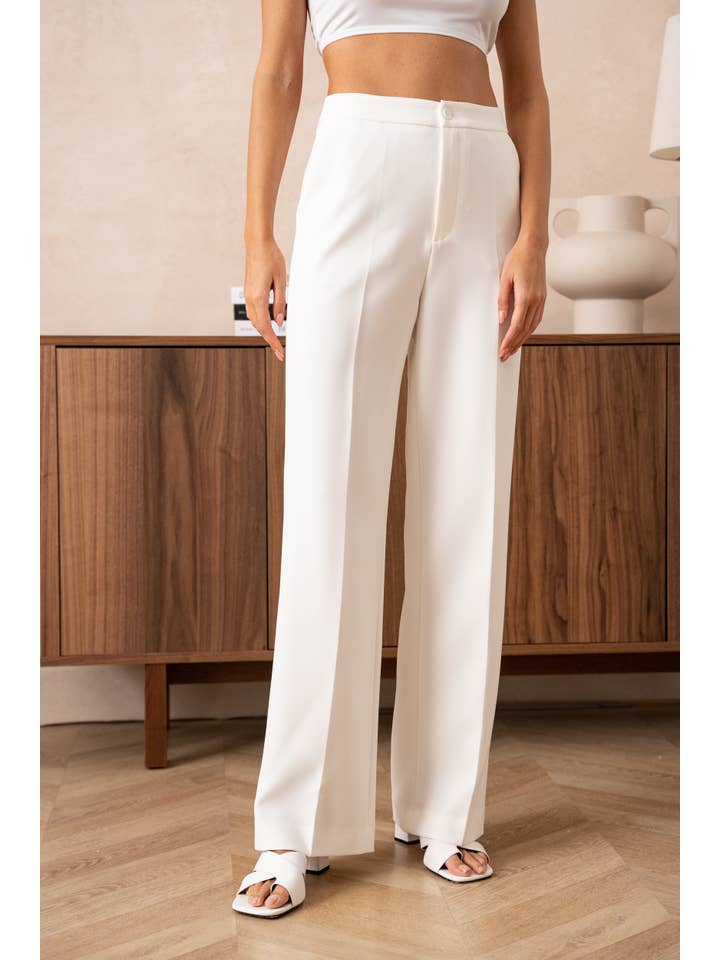 Attentif Paris – wholesale Byxor - Dam – Solid raka byxor med hög midja