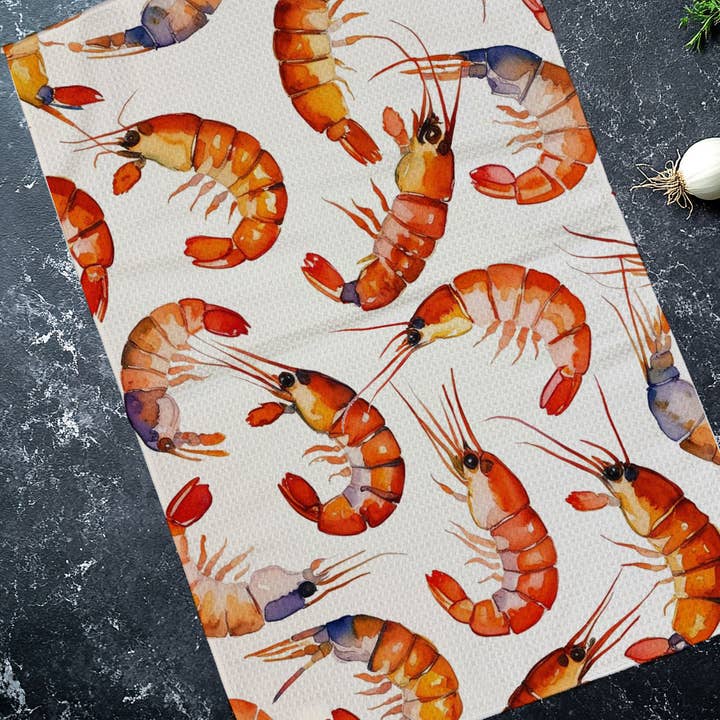 Toalha de Cozinha com Camarões e Waffles por atacado de Blue Poppy Designs