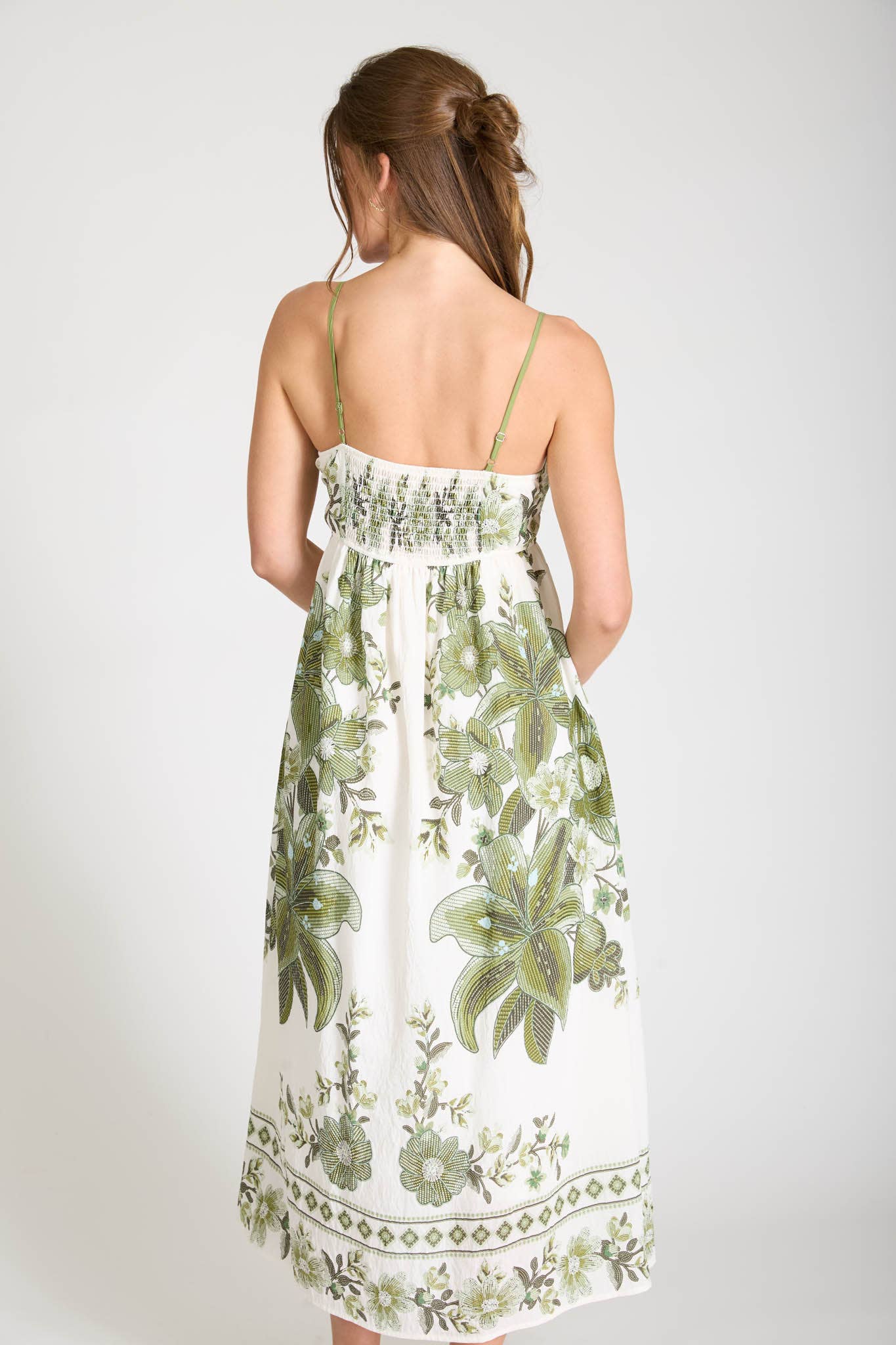 Blu Pepper - Wholesale Dress - Women's - POSITANO FLORAL PATTERN SPAGHETTI STRAP MIDI DRESS9