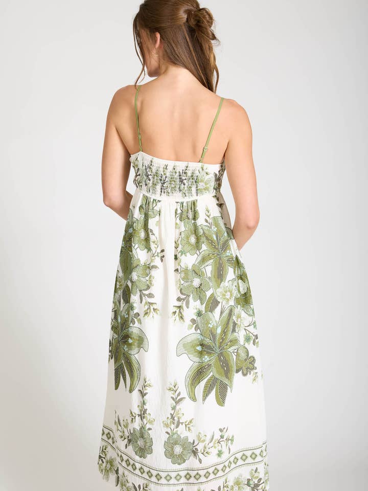 Blu Pepper - Wholesale Dress - Women's - POSITANO FLORAL PATTERN SPAGHETTI STRAP MIDI DRESS9