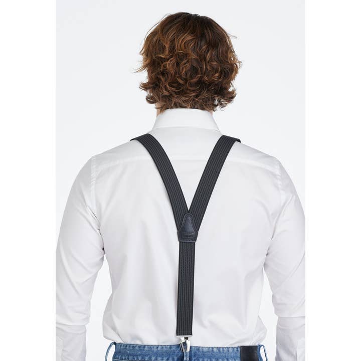 Pierre Mouton - Vendita all'ingrosso Bretelle - Unisex - Bretella Pierre Paris nera 3 pinze/140 cm | Fatto a mano2