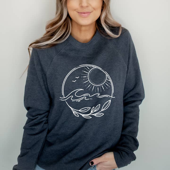 Summer Vibes Fleece Crew, Women's Crew, Summer Feeling for wholesale by Autumn Rose Co.