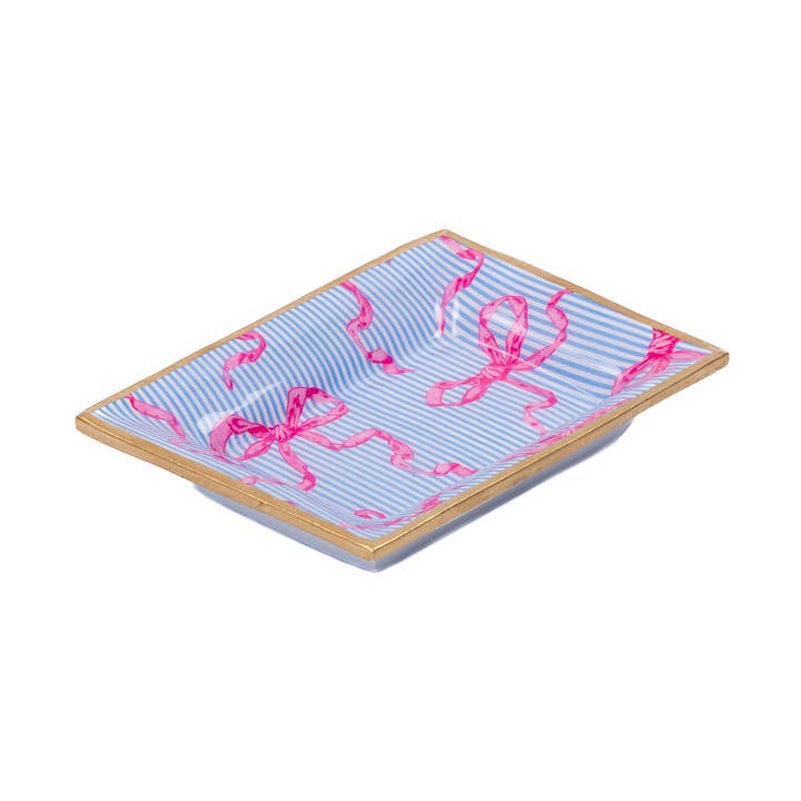 Ribbons of Hope Enameled Landry Tray - Blue for wholesale by Jaye's Studio