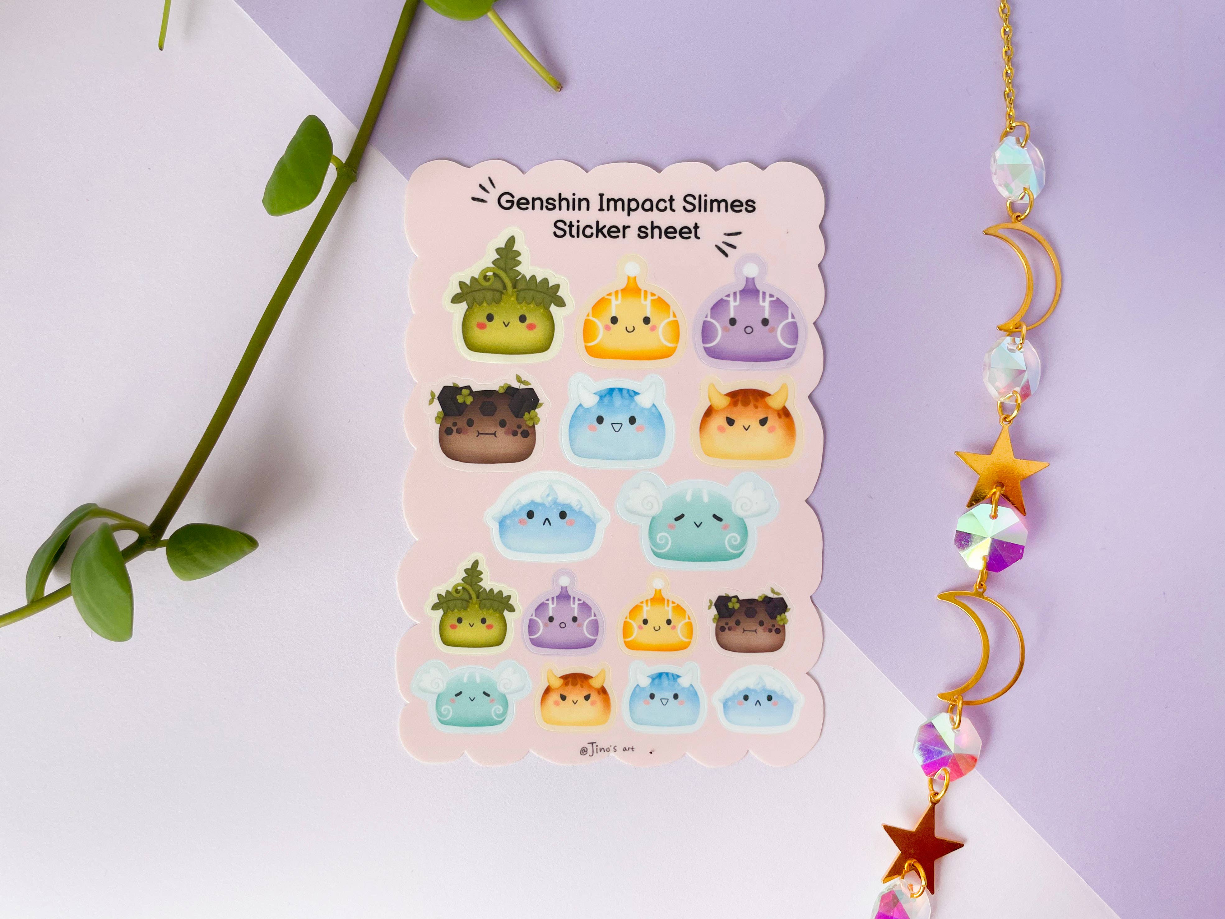 Jino's Art - Wholesale Sticker - Genshin Impact Element Slime sticker sheet - Cute Video Game2