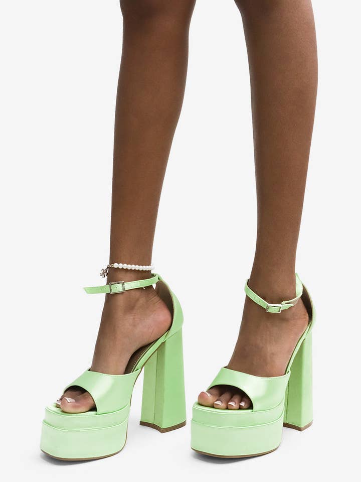 Lemonade Shoes - Wholesale Platform Heels - Women's - THAT EXTRA - Chunky Satin Platform Heels with Ankle Strap7