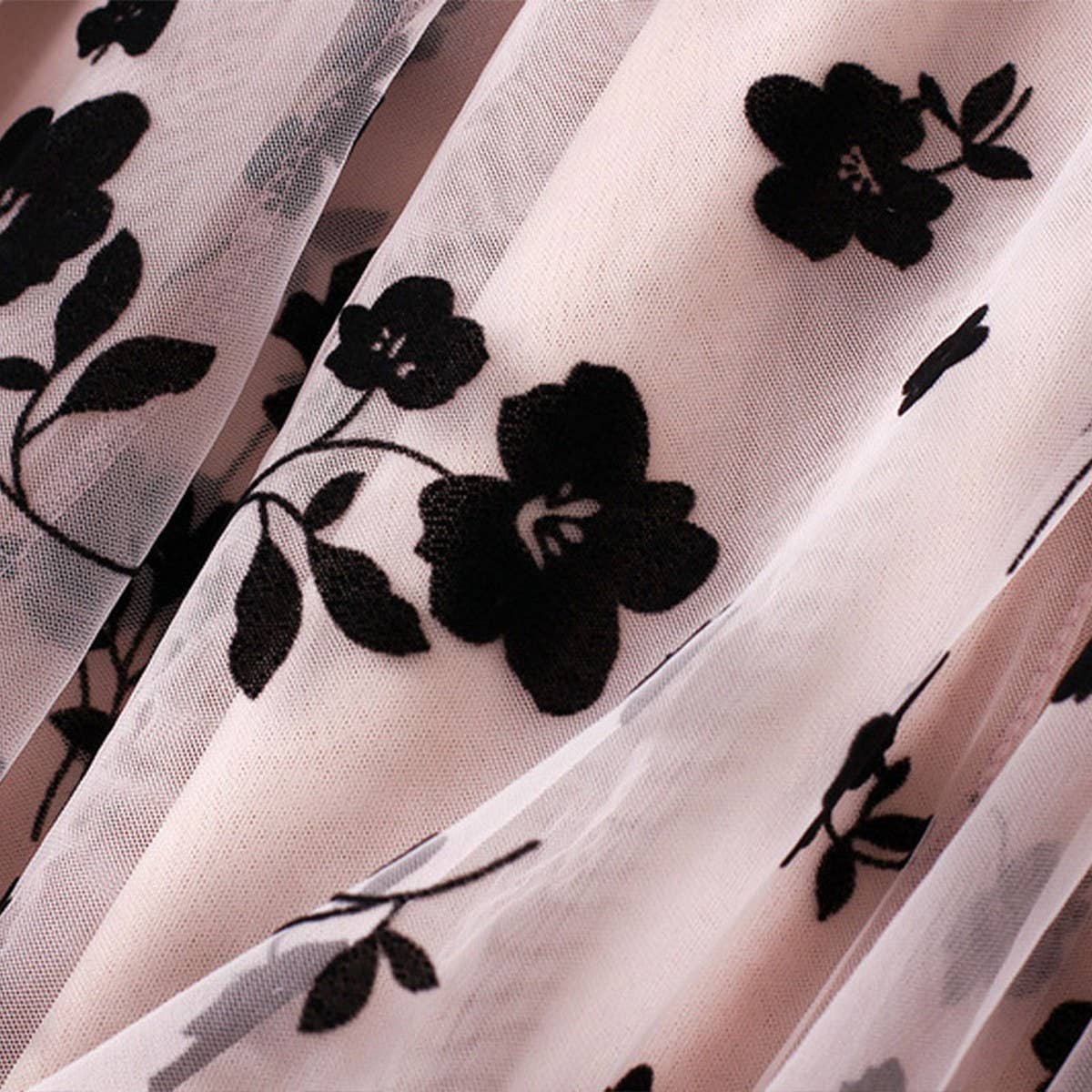 ACCITY - Wholesale Skirt - Women's - Flocked Tulle Pleated Slim Fit Midi Skirt_CWBMS03826