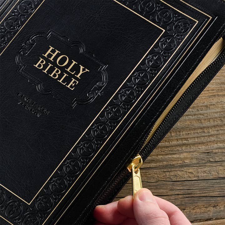 Christian Art Gifts - Wholesale Book - Adult - KJV Bible Giant Print Full-size Faux Leather, Black w/zipper