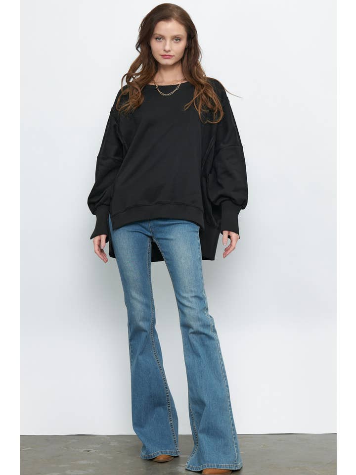 Newbury Kustom - Wholesale Sweatshirt - Women's - 50965 - BOXY FIT SEAM DETAIL SWEATSHIRTS26