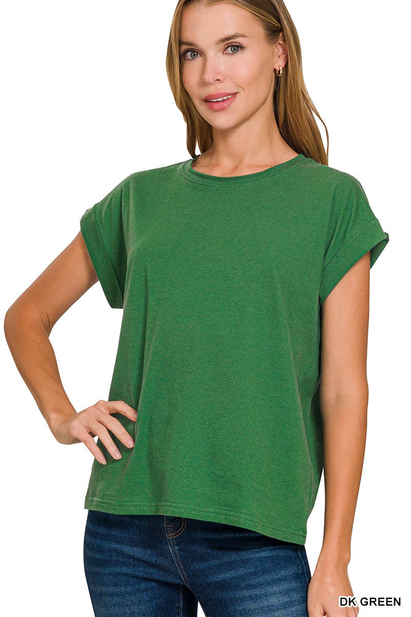42POPS - Wholesale T-Shirt - Women's - `.Round Neck Folded Short Sleeve T Shirt12