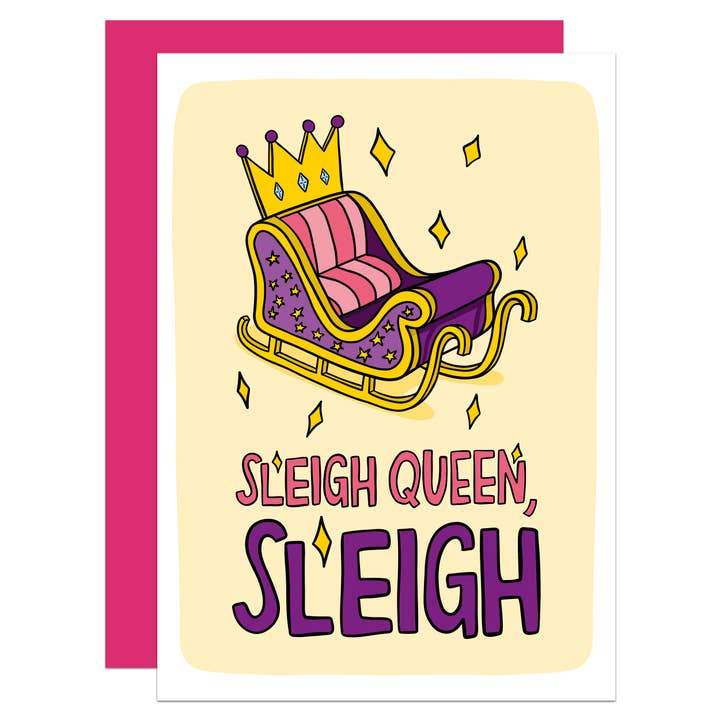 Sleigh Queen Christmas A6 Card for wholesale by TeePee Creations