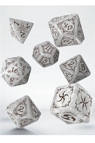 Cardshouse - Wholesale Dice - Tribal Dice Set Pearl & Brown Q-WORKSHOP2