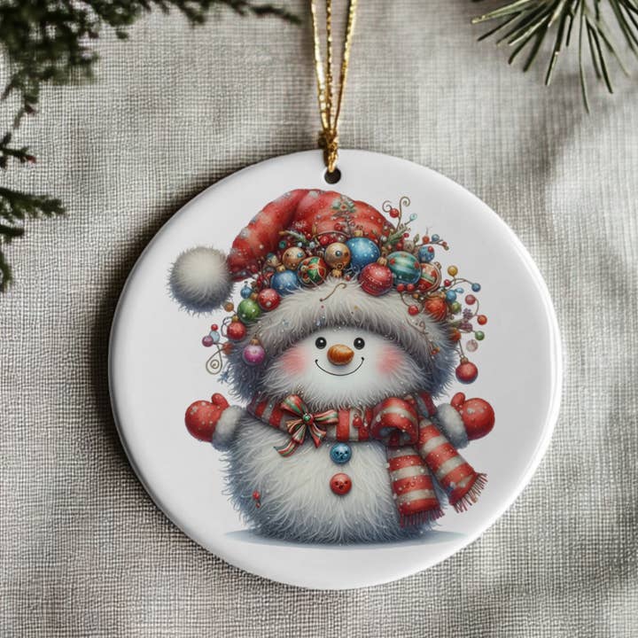 Snowman Christmas Ornament, Adorable Holiday Tree Decor for wholesale by Fernville Creations
