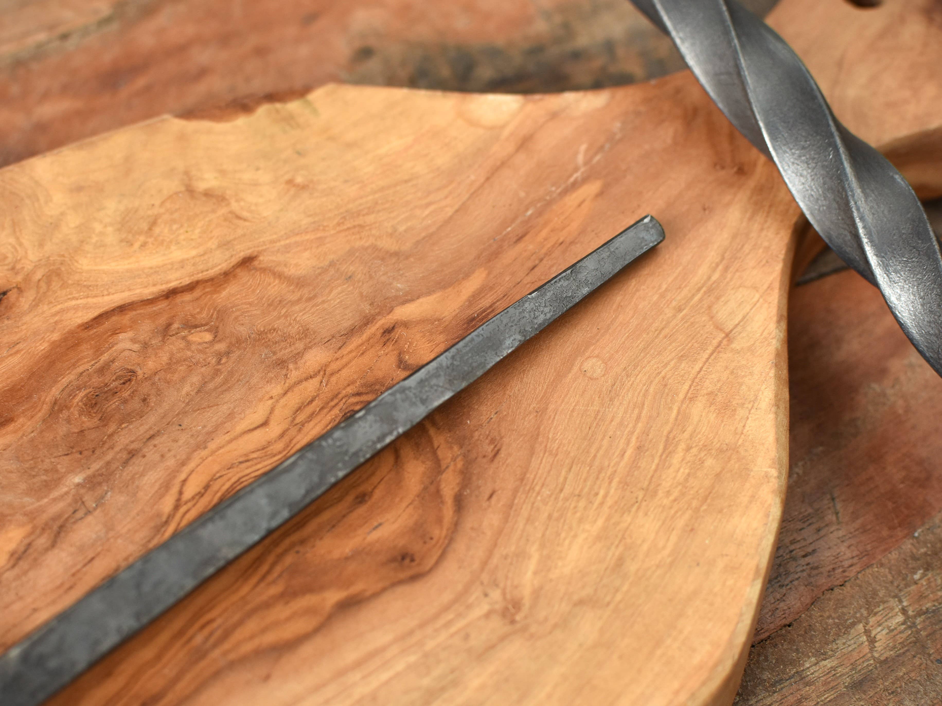 Coach House Forge – wholesale Fire pit – Handforged Iron 'Barley Twist' Poker with Bronze Hook Ring6