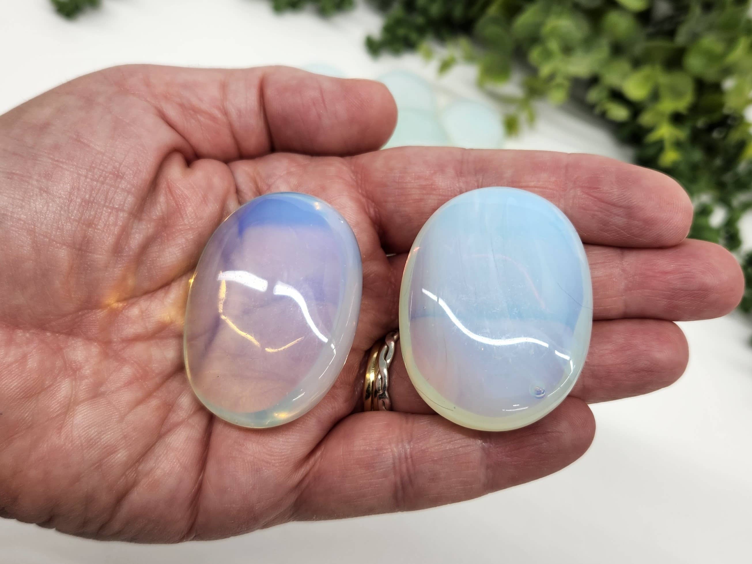 Meraki Gemstones - Wholesale Spiritual Stone/Crystal - Opalite (0.5kg/1.1lbs.) Palm Stones/Pillow Shape3