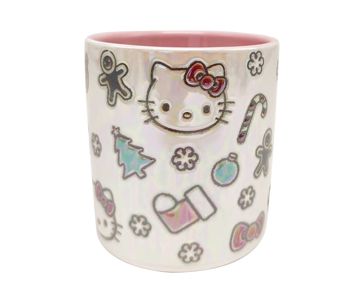 Blue Sky Clayworks - Wholesale Jar/Filled Candle - LUSTER HELLO KITTY HOLIDAY ICON CERAMIC 8OZ CANDLE 3x3.5" CHRISTMAS0