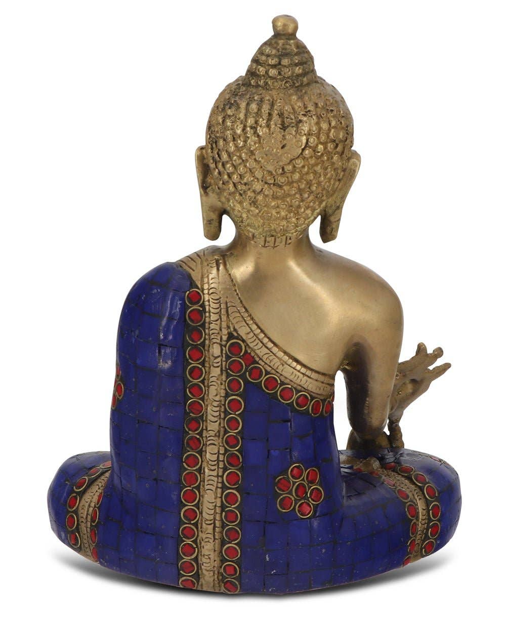 Buddha Groove - Wholesale Decorative Figurine - Medicine Buddha Statue in Artistic Brass Mosaic3