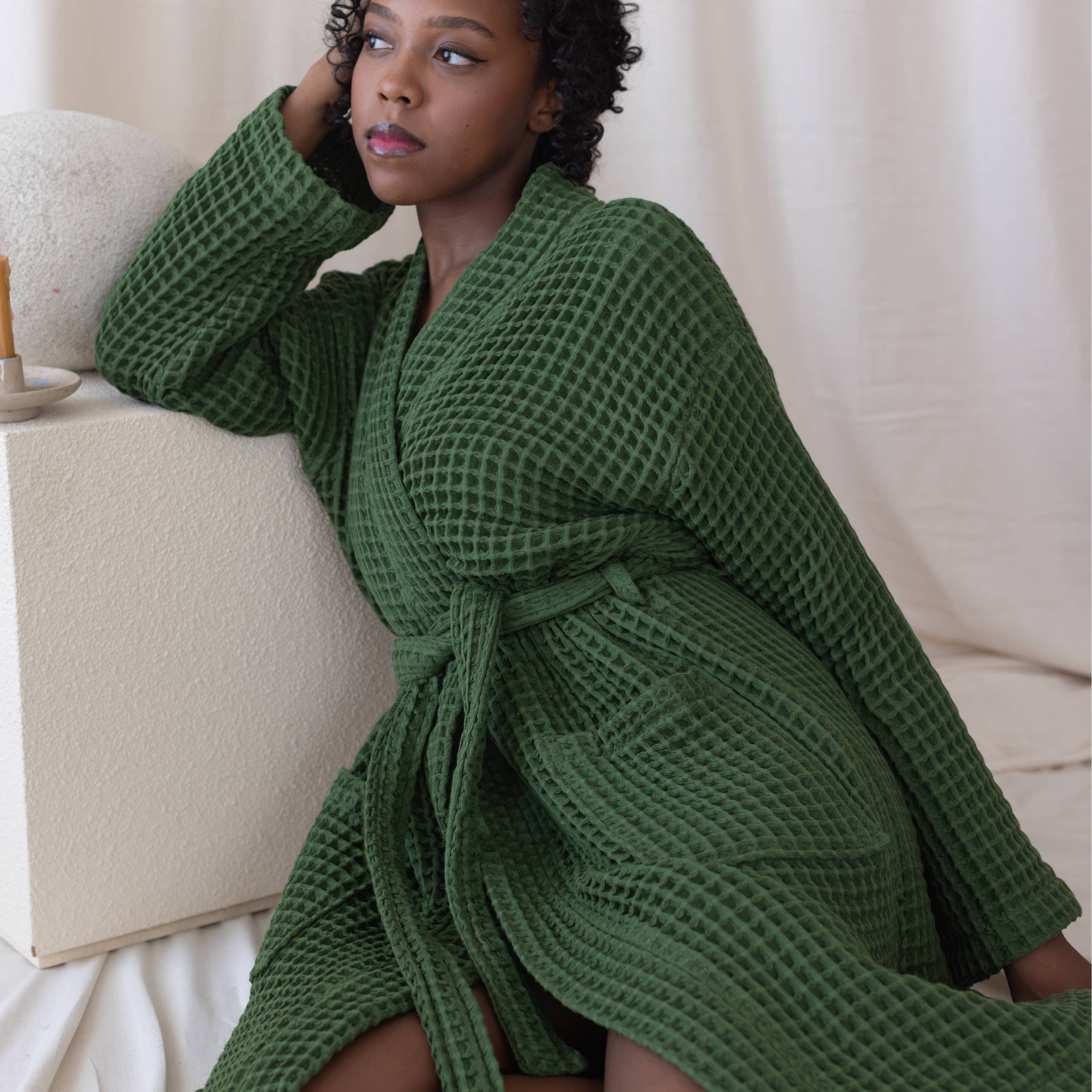 Vivamaison - Wholesale Robe - Unisex - Luxurious Waffle Kimono Bathrobe, 100% Cotton, Unisex Style44