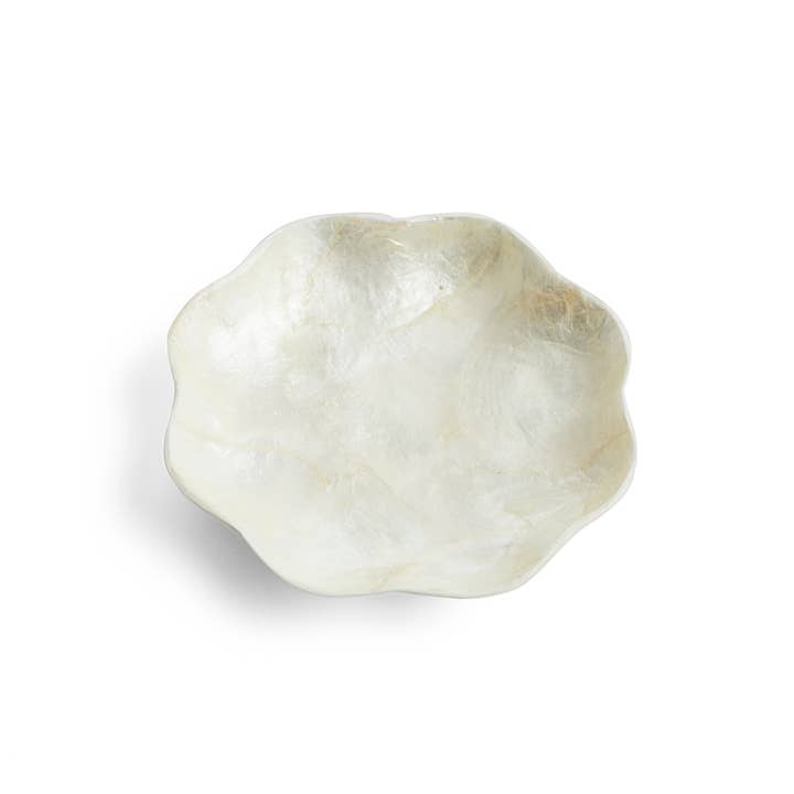 ByBazz - Wholesale Decorative Plate/Dish/Bowl - Schaaltje Schelp Capiz S Wit8