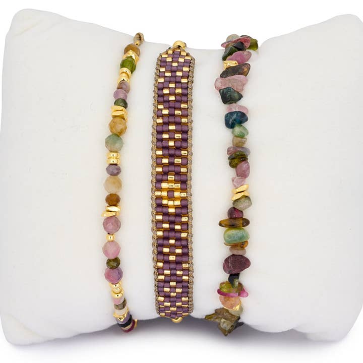Pulsera Apilable de Oro Nicobar y Turmalina para venta al por mayor de Boho Betty