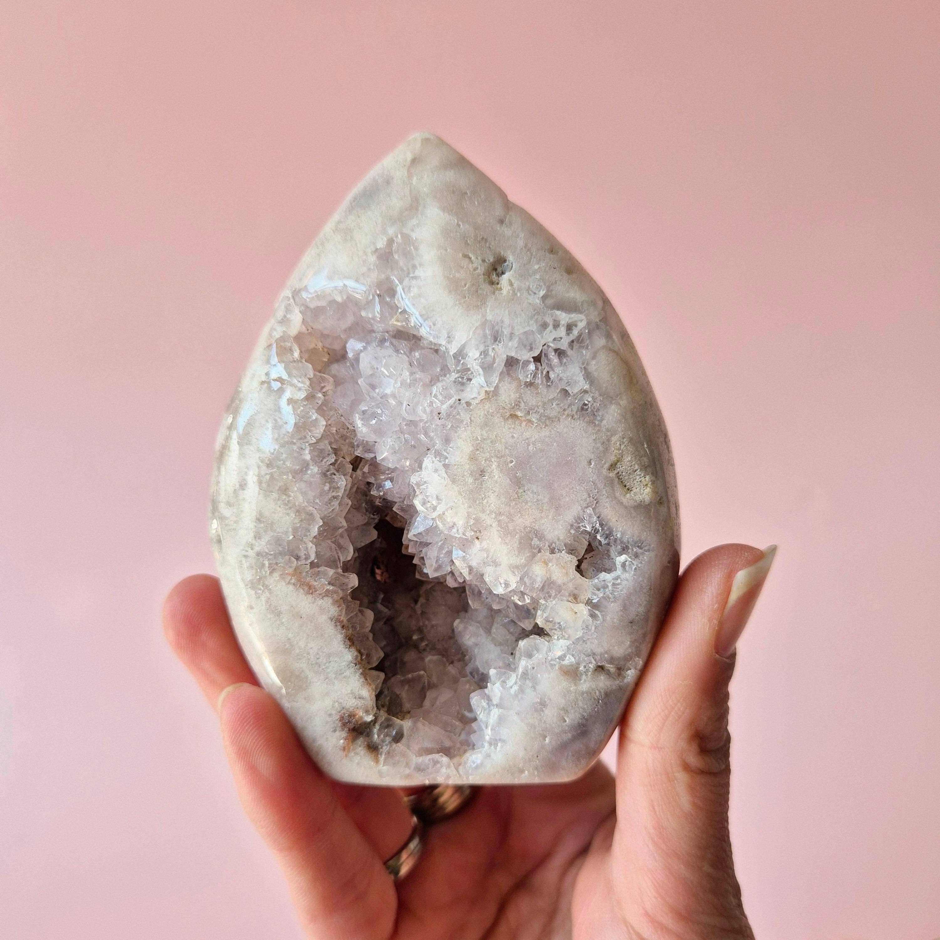 Moonlight Gemstones - Wholesale Spiritual Stone/Crystal - Druzy Pink Amethyst Freeforms & Flames – Magical Soft Energy4