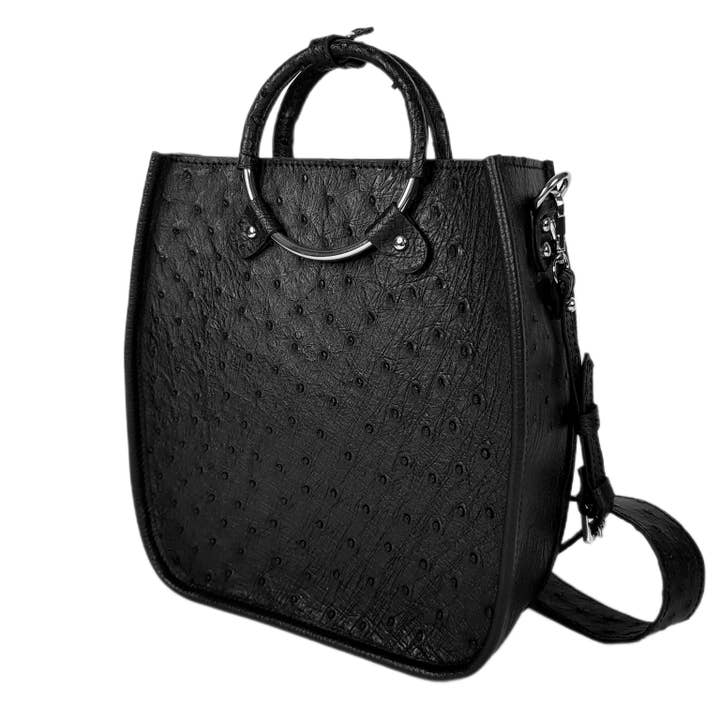 Svart handväska av äkta strutsläder för wholesale av ANKO