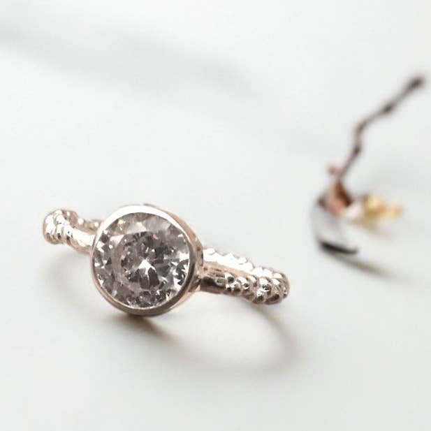 GLITTERY DROP ring made of 925 silver with zirconia for wholesale by Grethe Winter