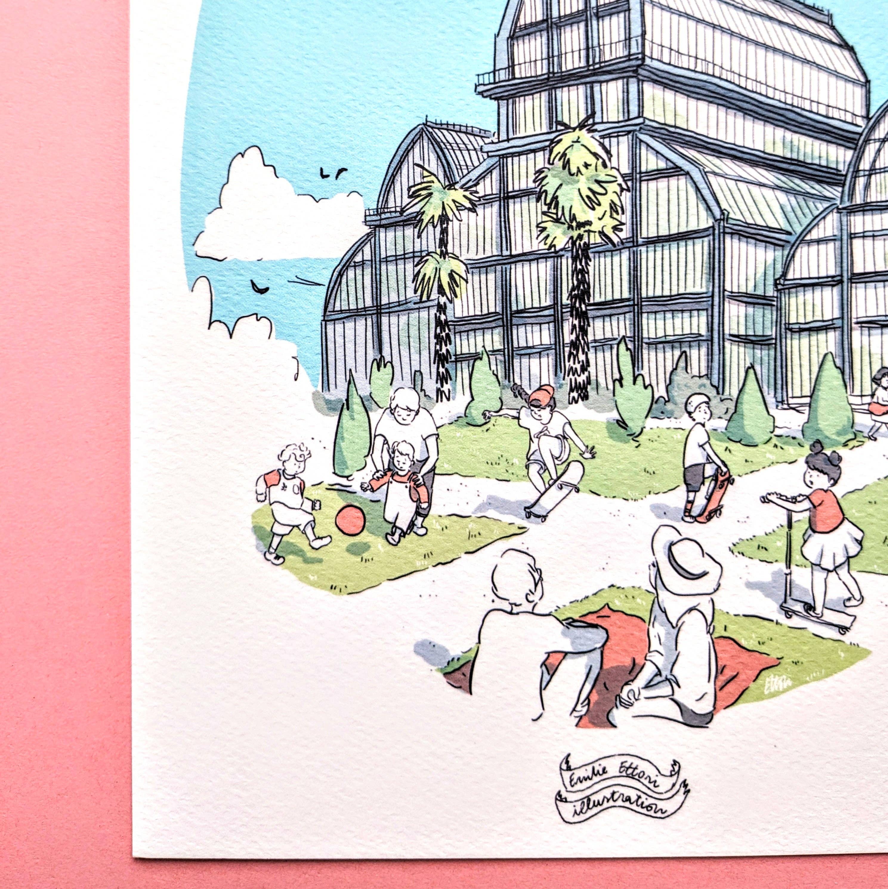 EMILIE ETTORI ILLUSTRATION – wholesale Art print – Greenhouses of the Tête d'Or Park2