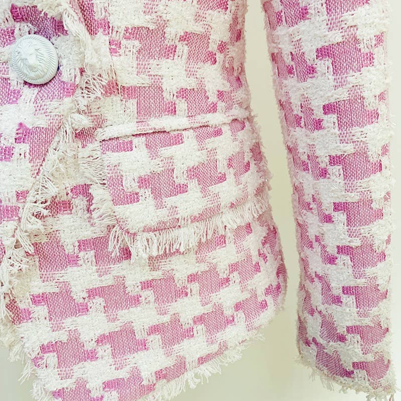 Productseeker - Wholesale Suit Set - Women's - SET063 Elegant Pink Houndstooth Suit Set7
