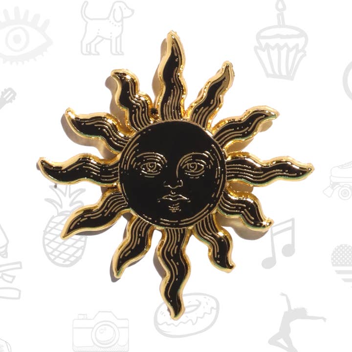 Sun Gold Plated Enamel Lapel Pin for wholesale by Patches and Pins