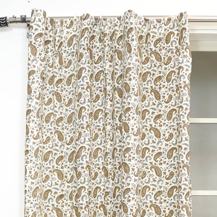 Cortina Colorida de Design Natural em Bloco Visose - Keri Jaal por atacado de Fabdivine