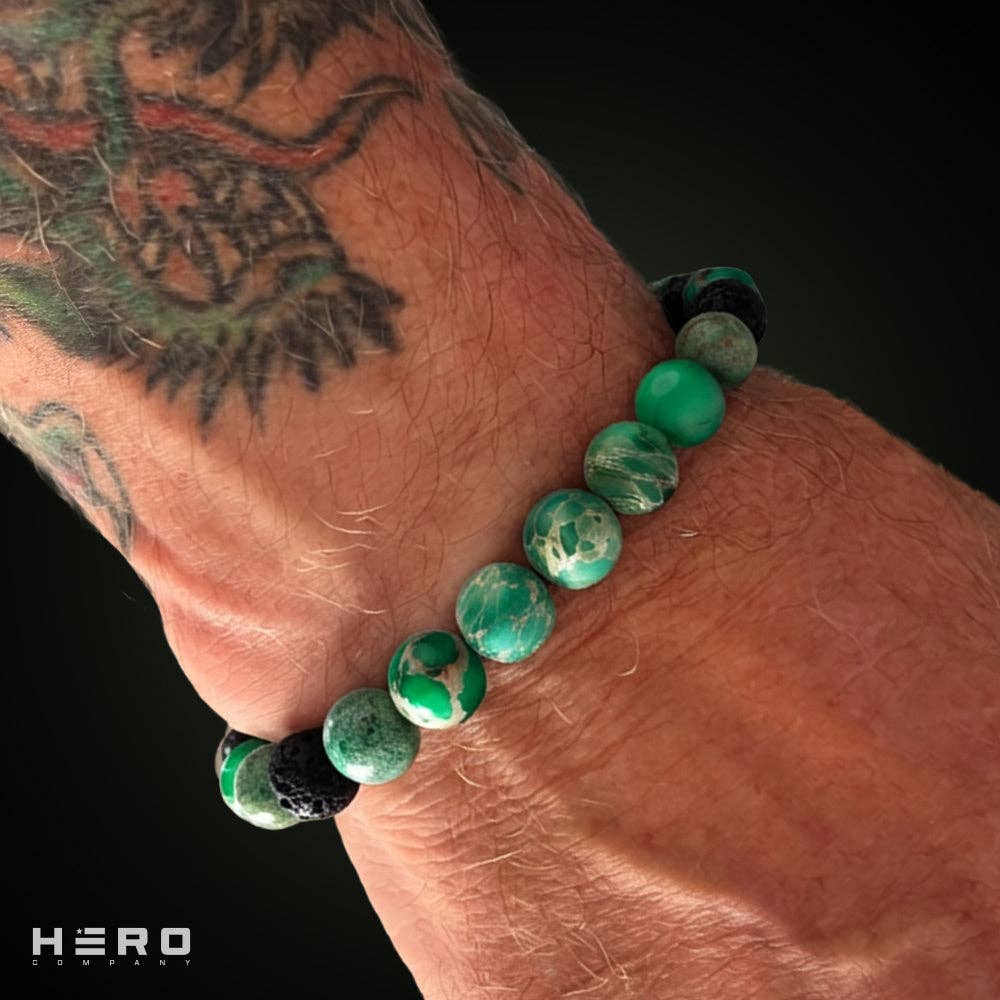 The Hero Company - Wholesale Beaded Bracelet - Phoenix Rising Fire Agate & Lava Bead Bracelet: Helps Pair Veterans With A Service Dog Or Shelter Dog -Faire1