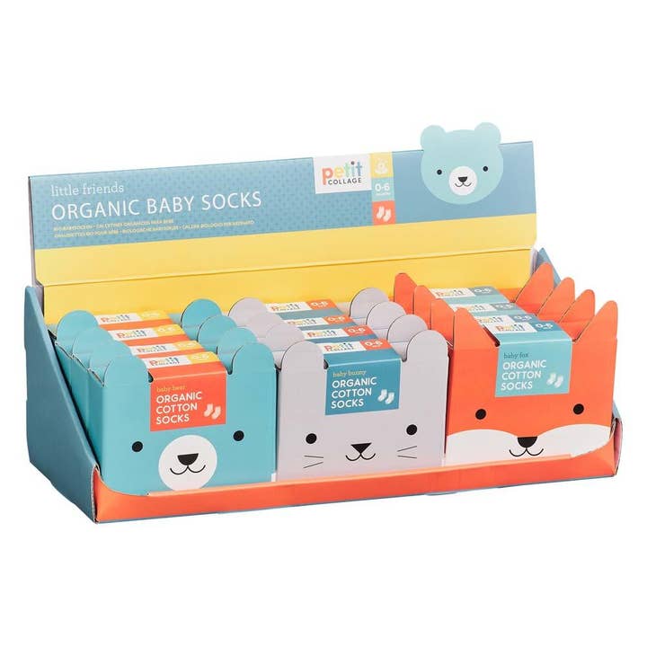 Chronicle Books - Wholesale Socks - Baby - Little Friends Organic Baby Socks CDU of 12