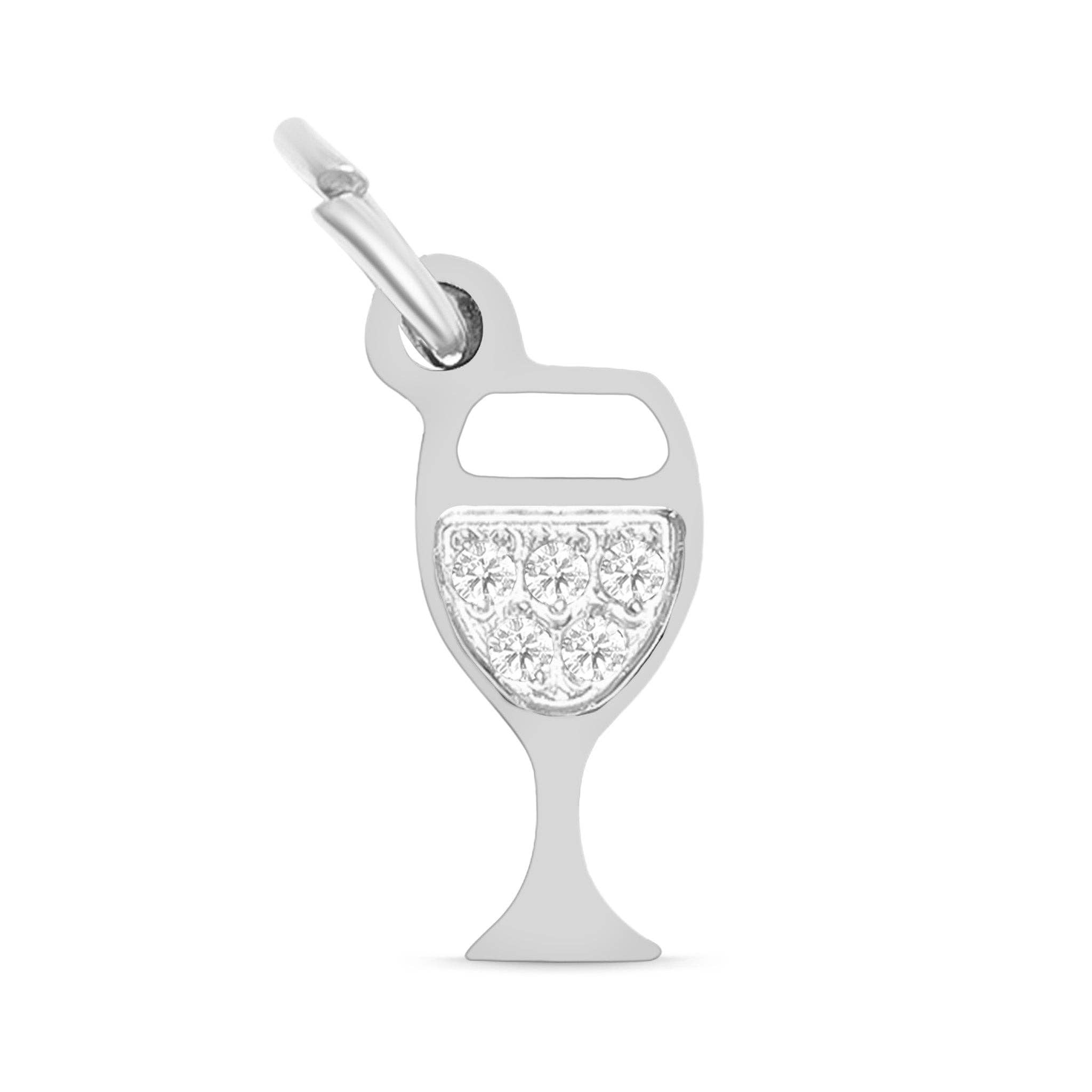 WJW - Wholesale Individual Charm/Pendant - 18K Gold PVD Stainless Steel CZ Wine Glass Charm1