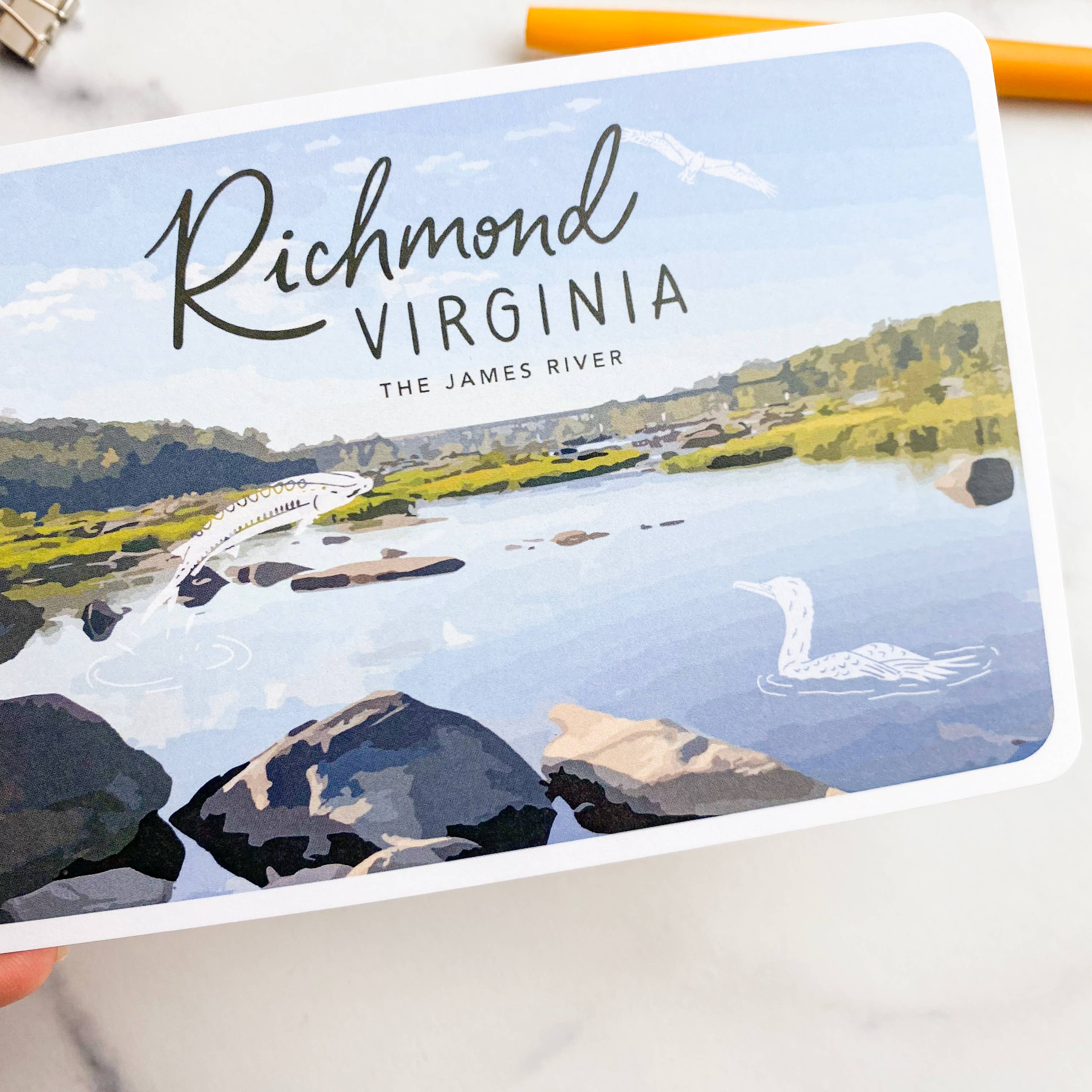 Billie Claire Illustration (Handmade) - Wholesale Postcard - Postcard - Richmond, Virginia - The James River1