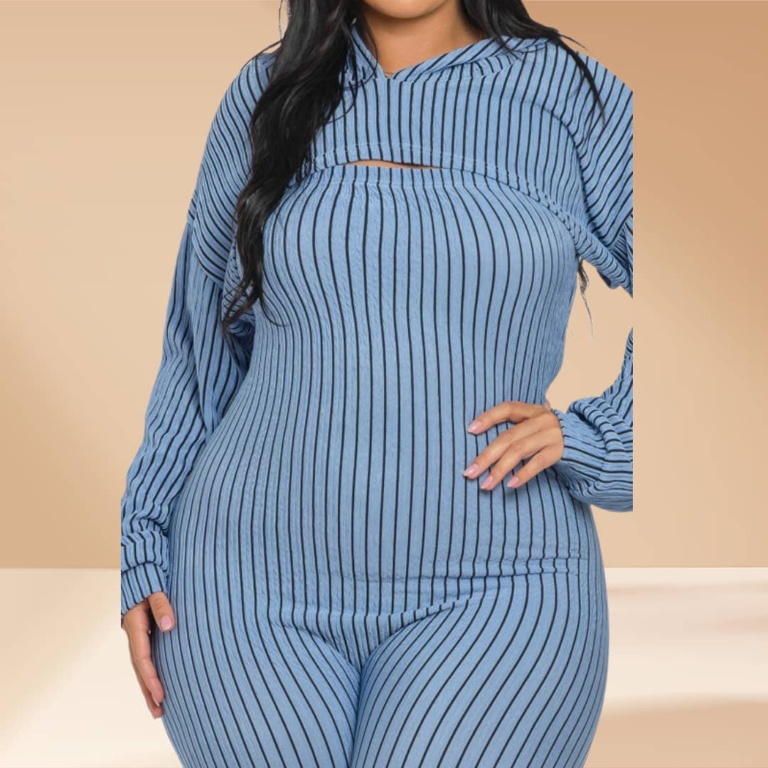 Celystrends – wholesale Jumpsuit - Dam – Plus size randig 2-delad jumpsuit23