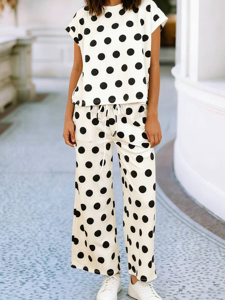 LDC Short Sleeve Polka Dot Pocket Two piece Set for wholesale by Little Daisy Closet