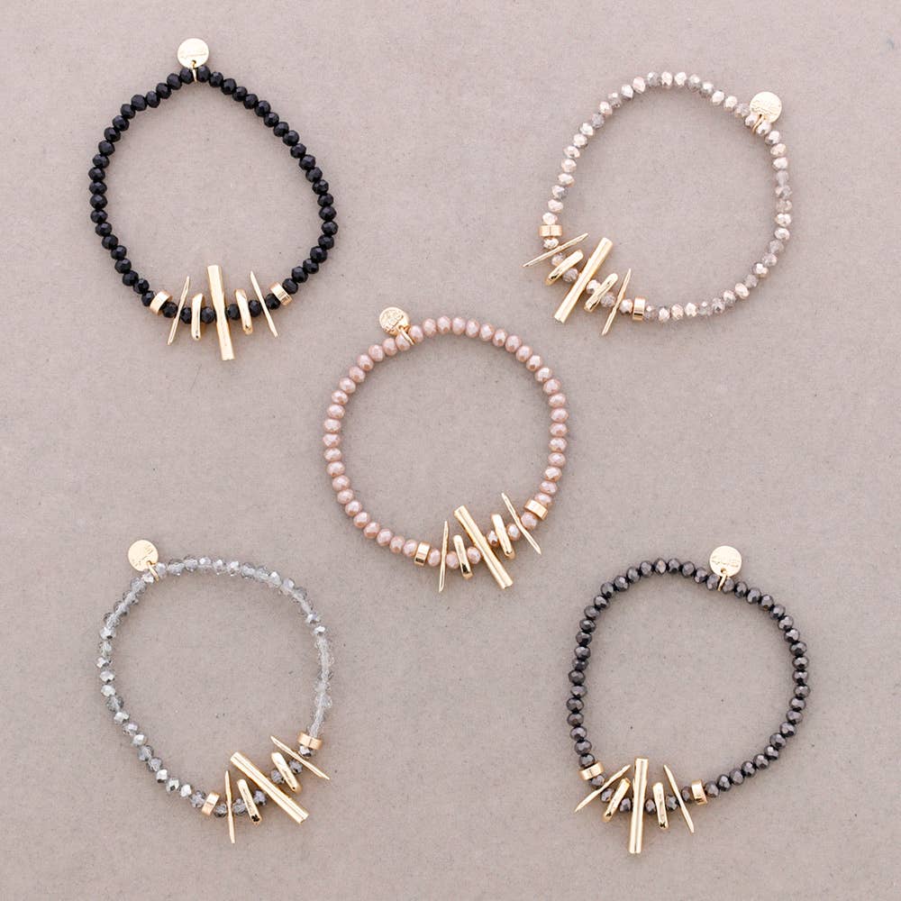 Sonata - Vendita all'ingrosso Gioielli a scatto - Bracciale Elastico Cristalli Sfaccettati Metallo1